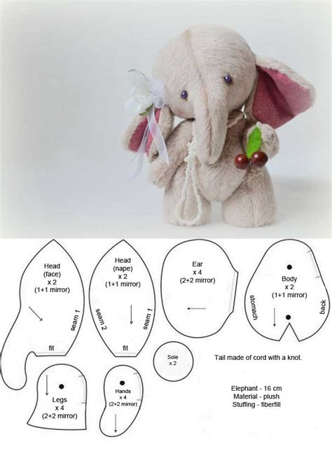 Printable Stuffed Elephant Pattern Template